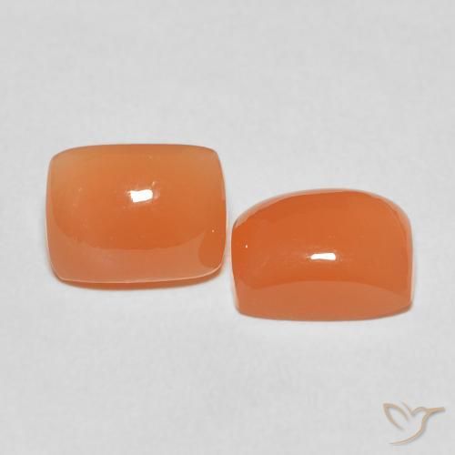Gemas de Piedra de Luna Naranja rojizo natural de 4.85 ct, Forma Cojín, Translúcido