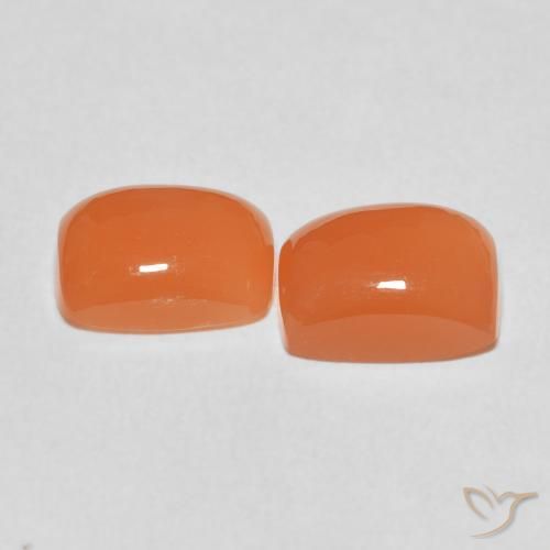 Gemas de Piedra de Luna Naranja rojizo natural de 4.85 ct, Forma Cojín, Translúcido