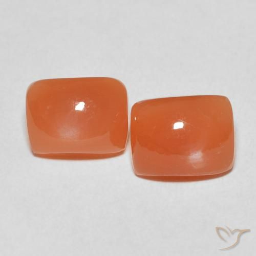 4.87ctw Natural Naranja melocotón vívido Piedra de Luna, Forma Cojín, Translúcido