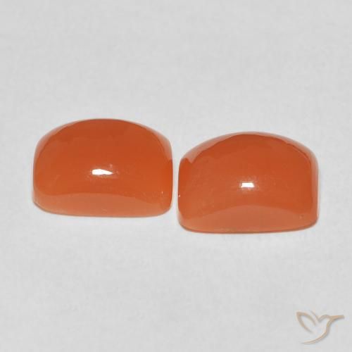Gemas de Piedra de Luna Naranja melocotón vívido natural de 4.87 ct, Forma Cojín, Translúcido