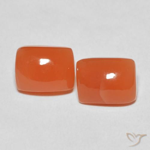 5.05ctw Natural Naranja medio Piedra de Luna, Forma Cojín, Translúcido