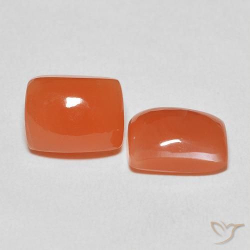 Gemas de Piedra de Luna Naranja medio natural de 5.05 ct, Forma Cojín, Translúcido
