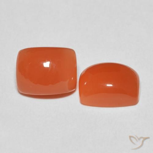 Gemas de Piedra de Luna Naranja medio natural de 5.34 ct, Forma Cojín, Translúcido
