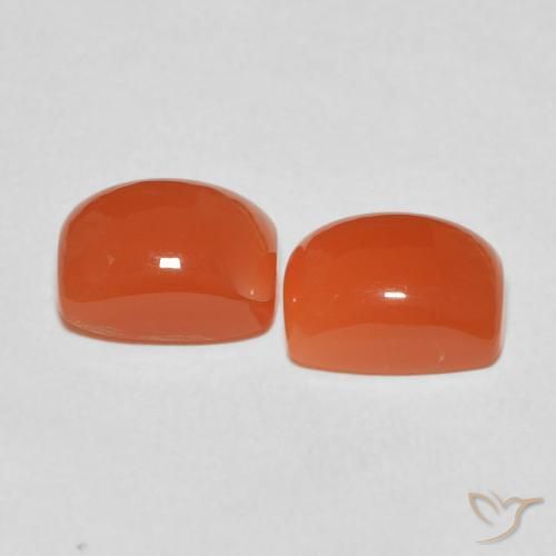 Gemas de Piedra de Luna Naranja medio natural de 5.34 ct, Forma Cojín, Translúcido