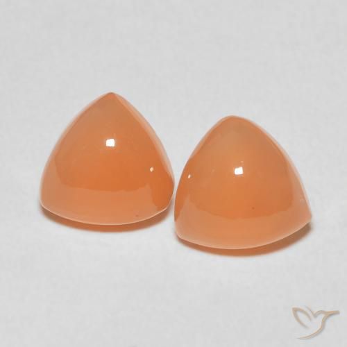 Gemas de piedra de luna naranja natural de 3,54 ct, trillón, translúcido