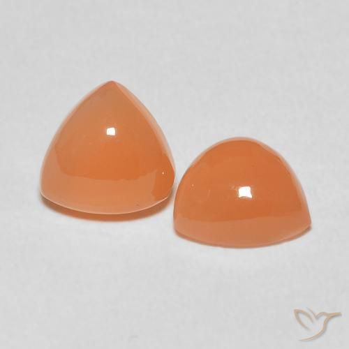 Gemas de piedra de luna naranja natural de 3,54 ct, trillón, translúcido