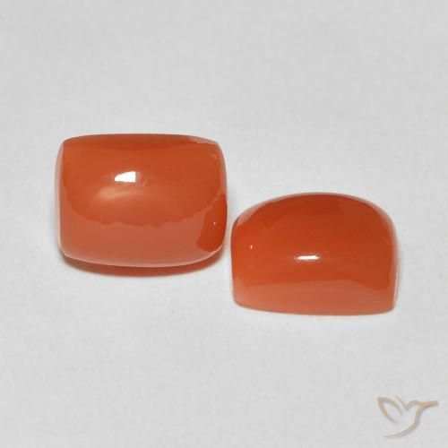Gemas de Piedra de Luna Naranja rojizo natural de 4.98 ct, Forma Cojín, Translúcido