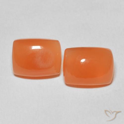 4.44ctw Natural Naranja rojizo Piedra de Luna, Forma Cojín, Translúcido