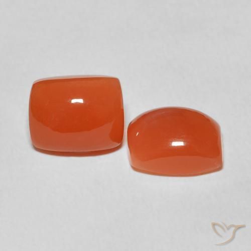 Gemas de Piedra de Luna Naranja fuego natural de 5.34 ct, Forma Cojín, Translúcido