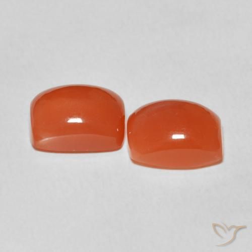 Gemas de Piedra de Luna Naranja fuego natural de 5.34 ct, Forma Cojín, Translúcido