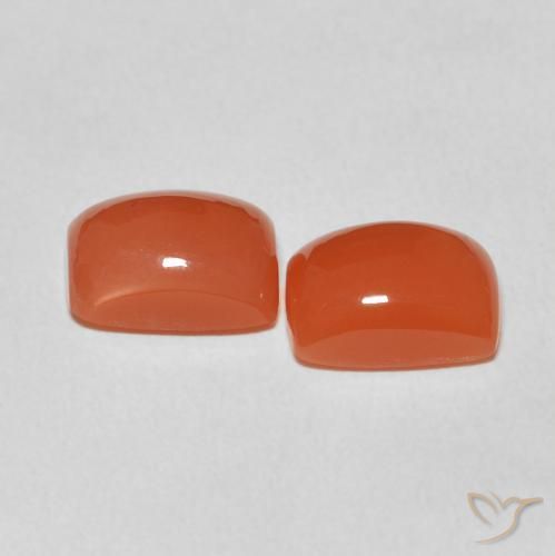 Gemas de Piedra de Luna Naranja medio natural de 4.57 ct, Forma Cojín, Translúcido