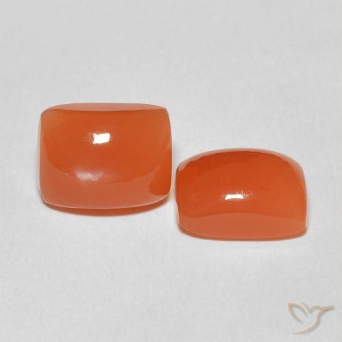 Gemas de Piedra de Luna Naranja intenso natural de 4.96 ct, Forma Cojín, Translúcido