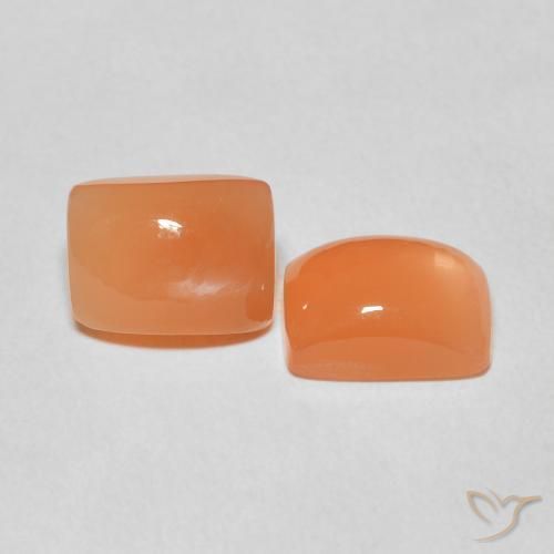 Gemas de Piedra de Luna Naranja rojizo natural de 4.81 ct, Forma Cojín, Translúcido