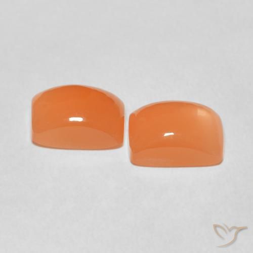 Gemas de Piedra de Luna Naranja rojizo natural de 4.81 ct, Forma Cojín, Translúcido
