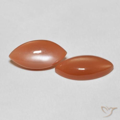 Gemas de Piedra de Luna Naranja intenso natural de 5.36 ct, Marquesa, Translúcido