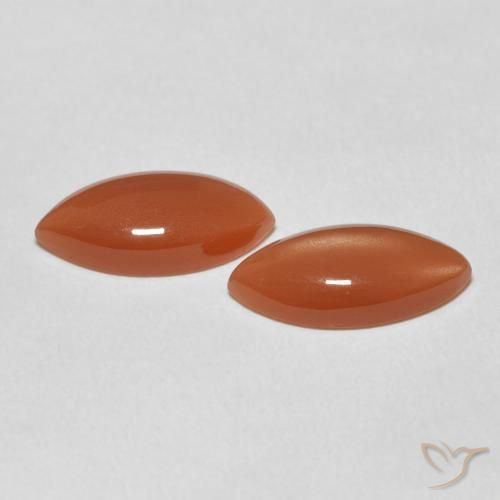 Gemas de Piedra de Luna Naranja intenso natural de 5.36 ct, Marquesa, Translúcido