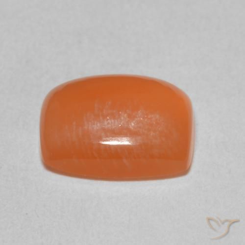 Piedra de Luna Naranja rojizo natural de 2.11 ct, Forma Cojín, Translúcido