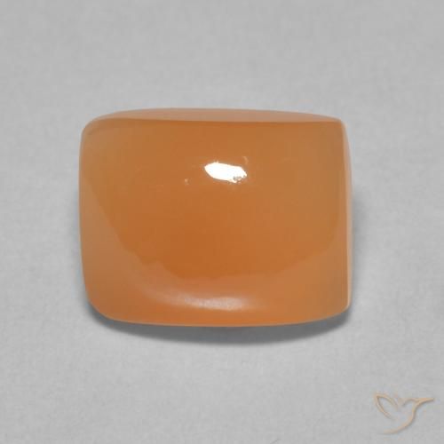 2.38ct Natural Naranja melocotón vívido Piedra de Luna, Forma Cojín, Translúcido