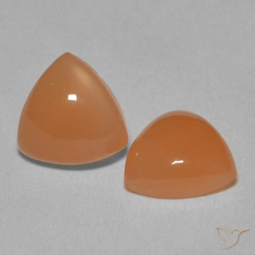 Gemas de Piedra de Luna Naranja medio natural de 3.21 ct, Trillón, Translúcido