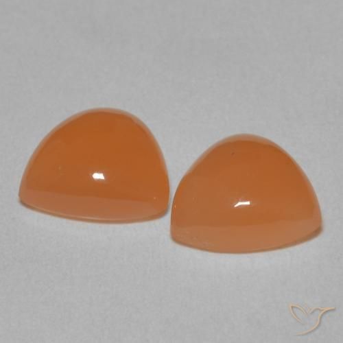 Gemas de Piedra de Luna Naranja medio natural de 3.21 ct, Trillón, Translúcido