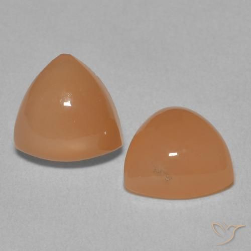 Gemas de Piedra de Luna Naranja cantaloupe natural de 3.71 ct, Trillón, Translúcido