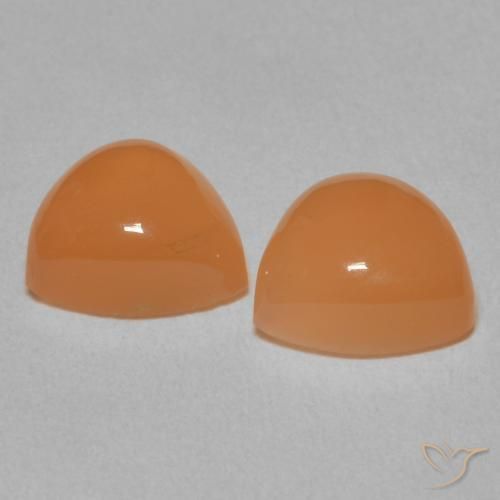 Gemas de Piedra de Luna Naranja medio natural de 3.97 ct, Trillón, Translúcido