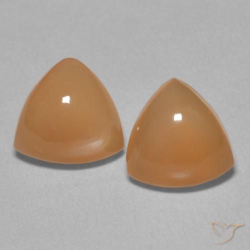 3.14ctw Natural Naranja melocotón vívido Piedra de Luna, Trillón, Translúcido