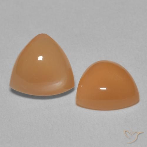 Gemas de Piedra de Luna Naranja melocotón vívido natural de 3.14 ct, Trillón, Translúcido