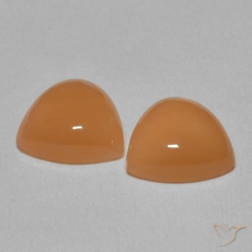 Gemas de Piedra de Luna Naranja melocotón vívido natural de 3.14 ct, Trillón, Translúcido