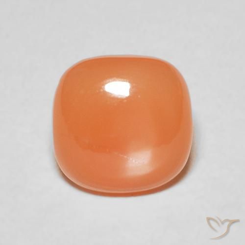 1.80ct Natural Naranja durazno Piedra de Luna, Forma Cojín, Translúcido