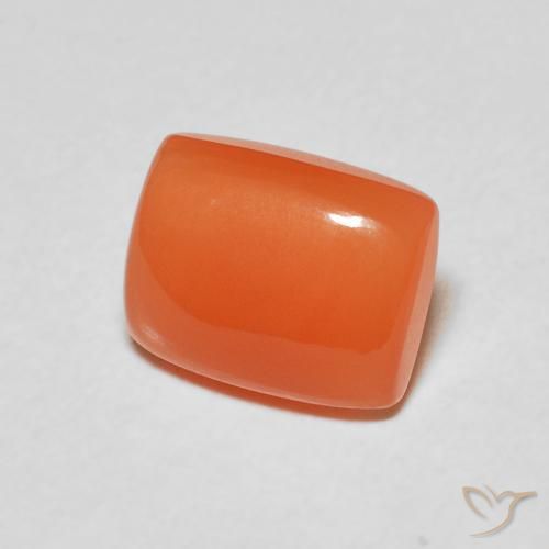 Piedra de Luna Naranja rojizo natural de 2.12 ct, Forma Cojín, Translúcido