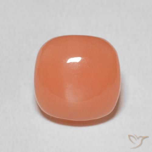 2.32ct Natural Naranja cantaloupe Piedra de Luna, Forma Cojín, Translúcido