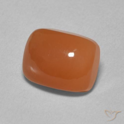 Piedra de Luna Naranja rojizo natural de 2.69 ct, Forma Cojín, Translúcido