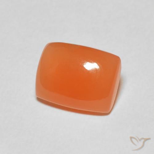 Piedra de Luna Naranja rojizo natural de 2.07 ct, Forma Cojín, Translúcido