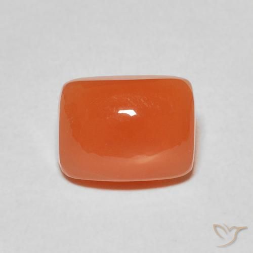 2.54ct Natural Naranja fuego Piedra de Luna, Forma Cojín, Translúcido