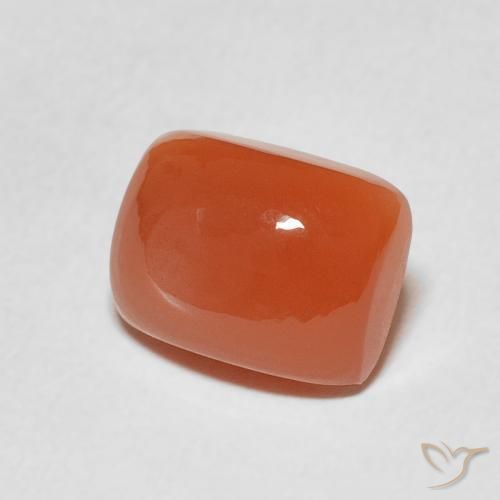 Piedra de Luna Naranja rojizo natural de 2.61 ct, Forma Cojín, Translúcido