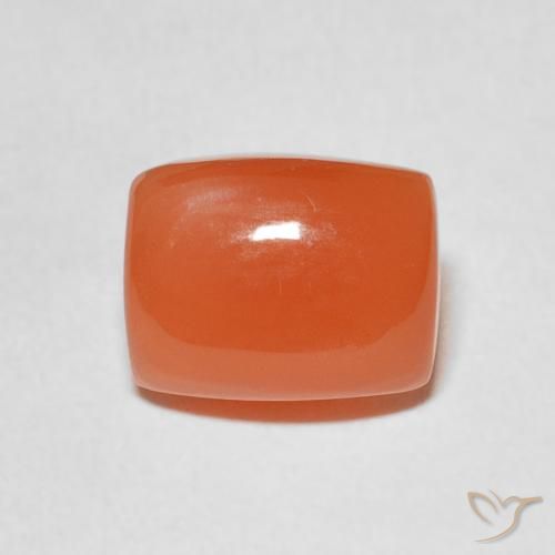 2.57ct Natural Naranja medio Piedra de Luna, Forma Cojín, Translúcido