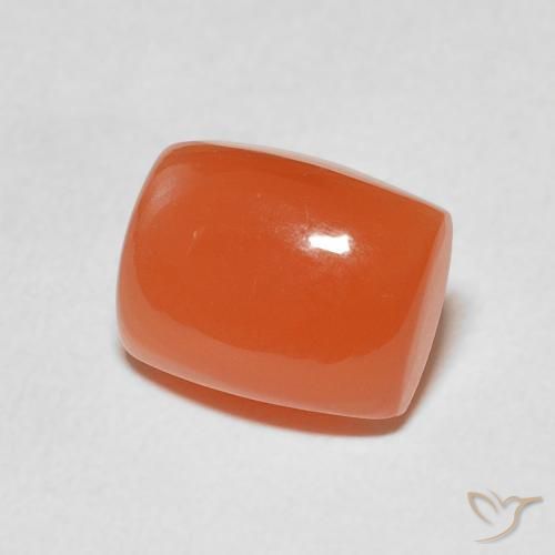 Piedra de Luna Naranja medio natural de 2.57 ct, Forma Cojín, Translúcido