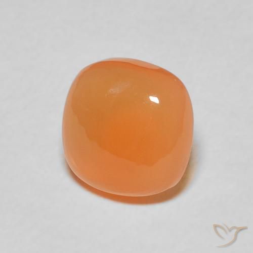Piedra de Luna Naranja melocotón vívido natural de 2.07 ct, Forma Cojín, Translúcido