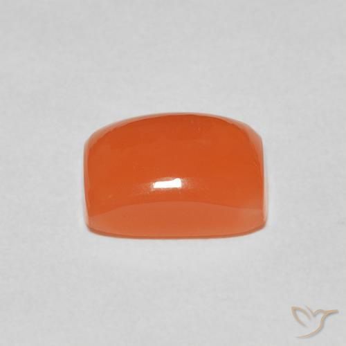 Piedra de Luna Naranja rojizo natural de 2.18 ct, Forma Cojín, Translúcido