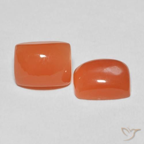 Gemas de Piedra de Luna Naranja intenso natural de 5.11 ct, Forma Cojín, Translúcido