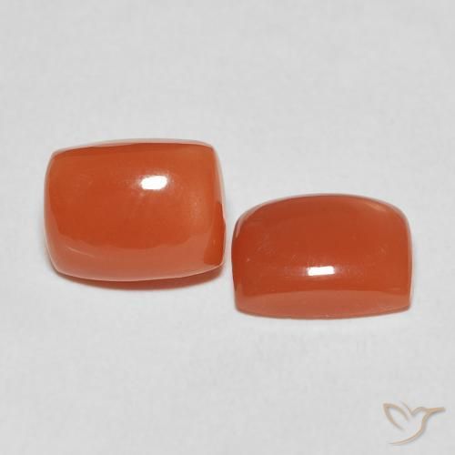 Gemas de Piedra de Luna Naranja medio natural de 4.60 ct, Forma Cojín, Translúcido