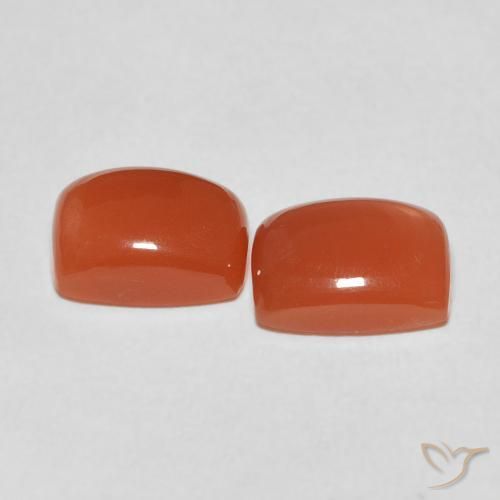 Gemas de Piedra de Luna Naranja medio natural de 4.60 ct, Forma Cojín, Translúcido
