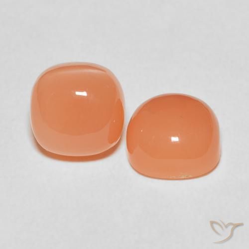 Gemas de Piedra de Luna Naranja rojizo claro natural de 5.20 ct, Forma Cojín, Translúcido
