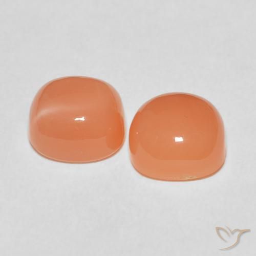 Gemas de Piedra de Luna Naranja rojizo claro natural de 5.20 ct, Forma Cojín, Translúcido