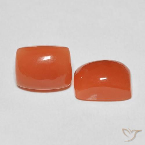 Gemas de Piedra de Luna Naranja fuego natural de 4.77 ct, Forma Cojín, Translúcido