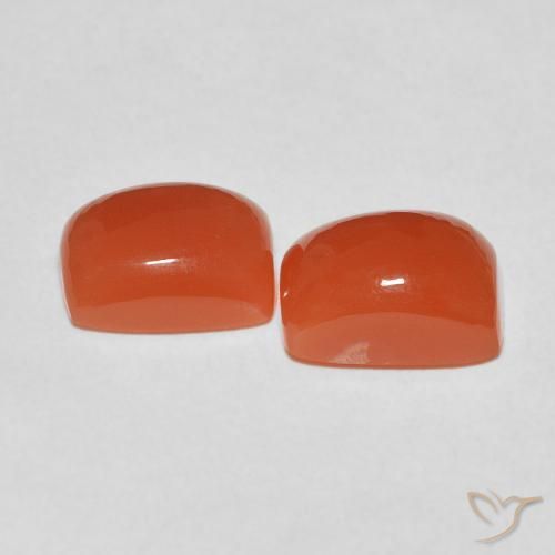 Gemas de Piedra de Luna Naranja fuego natural de 4.77 ct, Forma Cojín, Translúcido