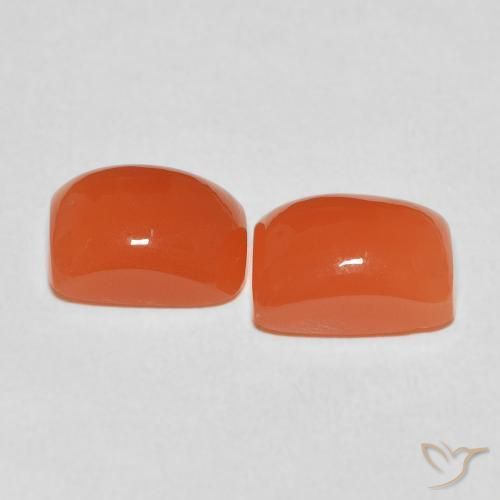 Gemas de Piedra de Luna Naranja fuego natural de 5.26 ct, Forma Cojín, Translúcido
