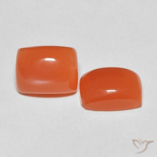 Gemas de Piedra de Luna Naranja intenso natural de 5.03 ct, Forma Cojín, Translúcido