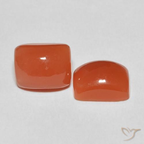 Gemas de Piedra de Luna Naranja medio natural de 5.32 ct, Forma Cojín, Translúcido
